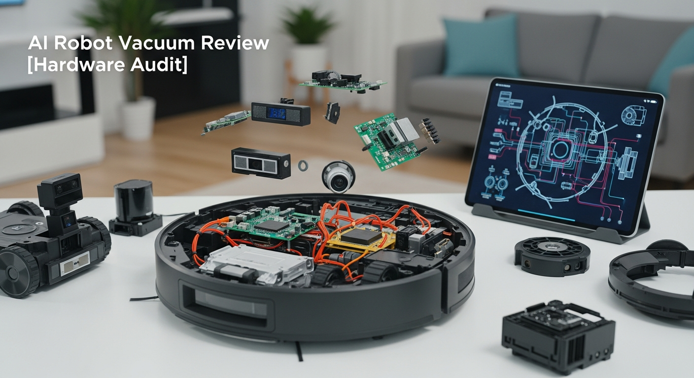 A network topology diagram. A home network router is in the center. An arrow shows a robot vacuum bypassing a local Home Assistant server (with a sad face icon) and connecting directly to a 'Manufacturer Cloud Server' icon in the cloud. A large, red padlock icon is superimposed on the cloud connection, labeled 'Data & Control Held Hostage'. - 