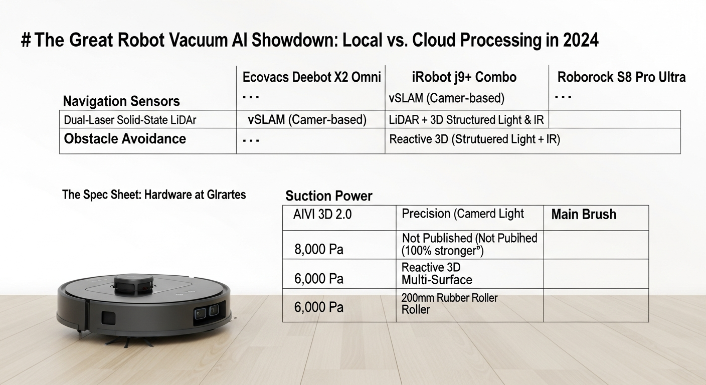 A close-up shot of a disassembled robot vacuum chassis. The mainboard is clearly visible with the CPU, RAM chips, and Wi-Fi module highlighted. A technician's hand is pointing to the main processor. Tags: teardown, robotics, PCB, mainboard, electronics, DIY, repair, engineering. - 